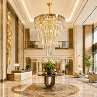 Lustre moderne de luxe en cristal K9 pour mariage, hôtel, escaliers, salle à manger et salon