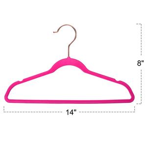 Легкий вес Нескользящие розовое золото крюк для детей Детская одежда ярко-розовые бархатные вешалки для одежды - Product Image 2