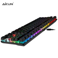 AIKUN GX9870 kablolu 7L RGB arka oyun klavye mekanik anahtarları multimedya 87 tuşları Mini taşınabilir klavye