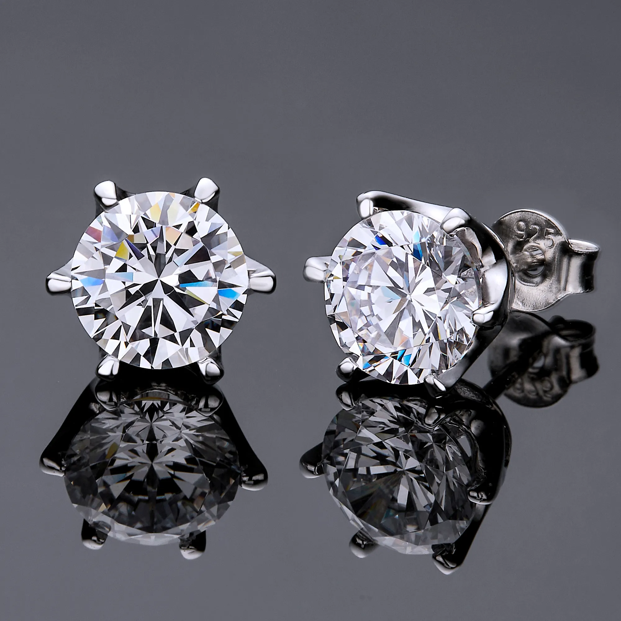 0,5/1,0 quilates D VVS solitario diamante moissanite tachuelas populares minimalistas 925 pendientes de plata esterlina