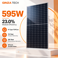 Module solaire pour toiture commerciale 595W, panneau solaire bifacial N-Type double vitrage avec boîtier de jonction IP68, 144 demi-cellules
