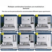 Lit mural Murphy multifonctionnel avec canapé, lit pliable invisible, bureau, armoire, solution de rangement idéale pour les petits espaces
