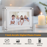 Venta al por mayor 7 pulgadas 8GB acrílico imagen NFT Video objeto infinito transparente marco de fotos Digital con función de rotación automática