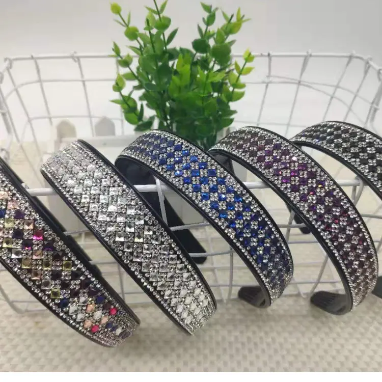 Tiara de cabelo estilo retrô, tira de cabeça preta com strass clássico, com borda larga, para mulheres