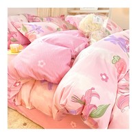 Offre Spéciale belle flore imprimé pas cher microfibre 4 pièces drap plat ensemble de lit