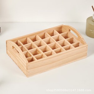 Wooden Essential Oil Storage <b>Box</b> Rectangle 24 Grid Desktop Organizer For Jewelry Nail Polish <b>Tea</b> Bags - Product Image 2