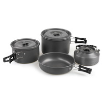 Accessoires de cuisine d'extérieur Théière Combinaison Portable Camping Barbecue Poêle Marmite Ensemble Batterie de cuisine antiadhésive