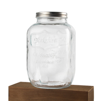 Pot en verre de stockage de grande taille avec robinet Distributeur de boissons en verre avec robinet en acier inoxydable 1/1.5/2 gallon