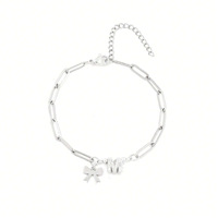Bracelet tendance en acier inoxydable avec pendentif lettre et nœud incrusté de zircons, bijou cadeau pour l'anniversaire des femmes