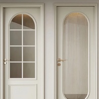 Porte en bois massif pré-montée Senger French en chêne blanc, étanche, avec insert en verre simple, pour maisons, chambres et bureaux