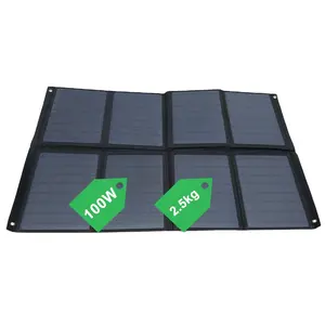 8折叠100瓦太阳能电池板，带双USB充电便携式太阳能电池板，用于电站可折叠太阳能电池板，用于笔记本电脑