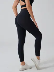 Damen hochtaillierte Yoga-Hose Power Stretch Fitness Trainings-Leggings Push-Up Hip Lift solide aktive Erwachsenenbekleidung Laufstudio