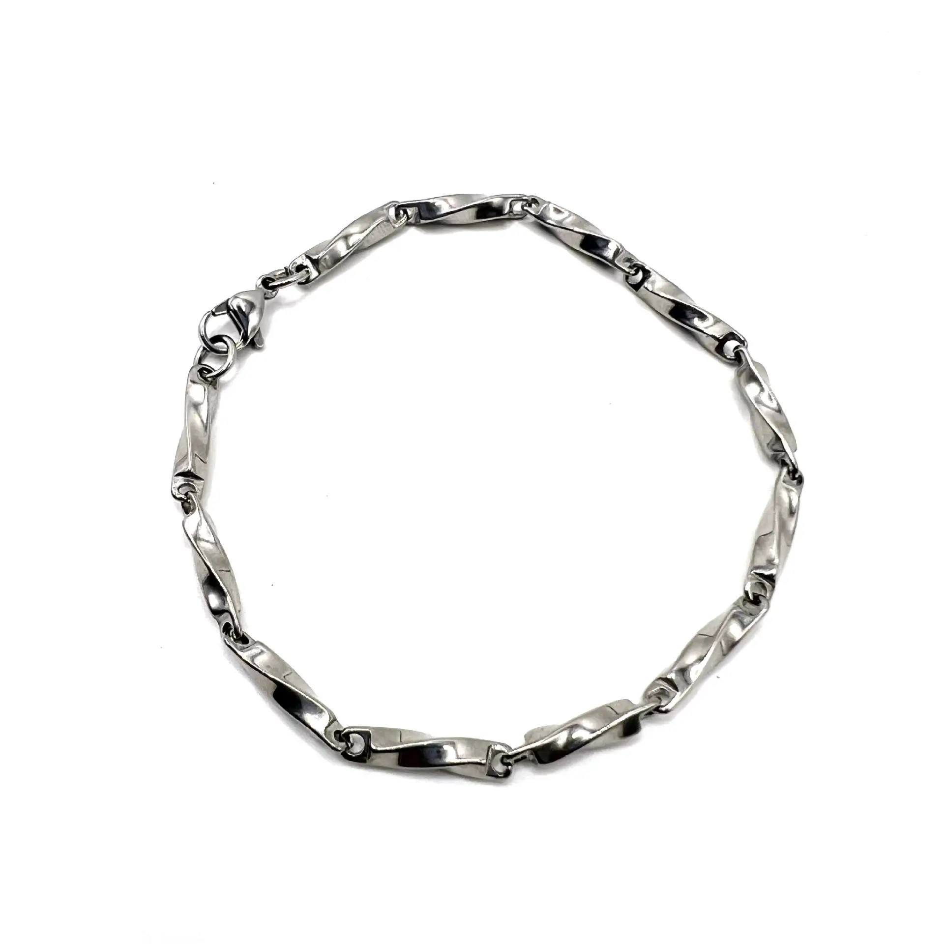 Mobius non sbiadito bracciale in acciaio al titanio da uomo semplice catena a forma di bastone intrecciato con catena di nicchia diamantata