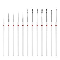 Lot de pinceaux ovales pour nail art à manche en métal en forme de cœur, poils doux en nylon, pour la peinture au gel et les lignes fines en salon – Vente en gros, personnalisable