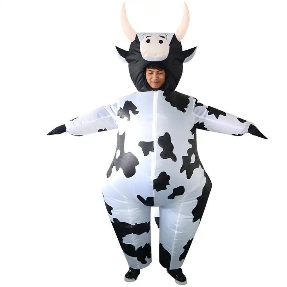 Надувной костюм молочной коровы, надувной костюм молочной коровы, костюм для вечеринки, косплея, белый костюм на Хэллоуин, комбинезон