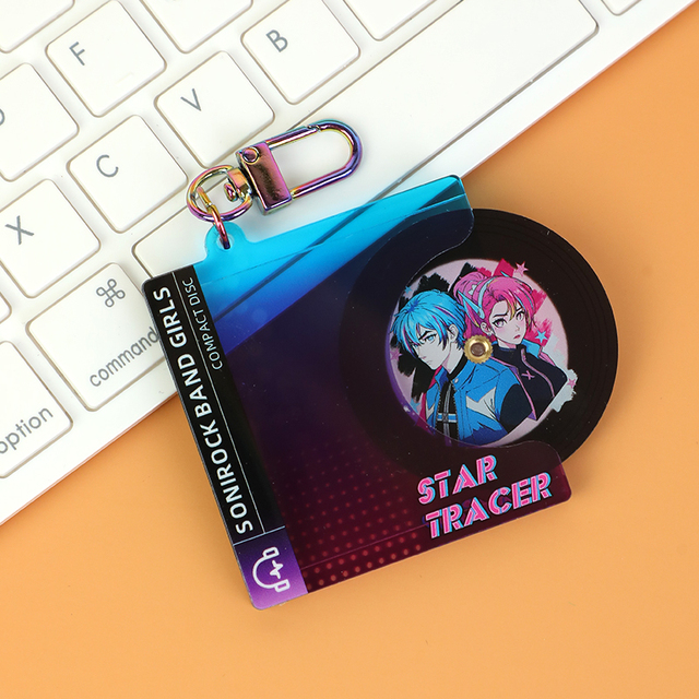 2025 VOGRACE Make Your Own Design Custom Printed Acrylic Slide-out Spinning CD Keychains Custom Printed Acrylic Charms