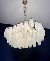 Lustre en verre de Murano avec verres en albâtre blanc
