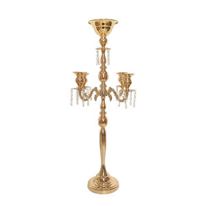 Modern Professional Simple Gold Crystal Beaded Iron <b>Candle</b> Holder Tall for <b>Wedding</b> Centerpiece Table Decoration - Product Image 2