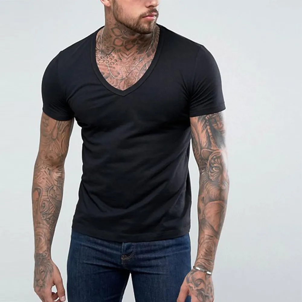 Custom 100% Cotton Black Slim T-Shirt For Men Black