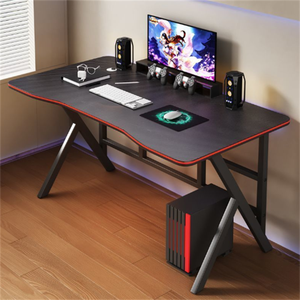 Mesa <span class=keywords><strong>de</strong></span> Computadora para Juegos <span class=keywords><strong>de</strong></span> Cibercafé, Mesa Resistente con Superficie <span class=keywords><strong>de</strong></span> Fibra <span class=keywords><strong>de</strong></span> Carbono, Mesa <span class=keywords><strong>de</strong></span> Trabajo para Oficina en Casa con LED para Estudiantes - Product Image 2