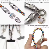 Kabel Data Lanyard Ponsel Berbahan Nilon Kepang Tipe C Pengisian Cepat Pd60w 20v3a Kabel Lanyard Portabel Kabel Selempang