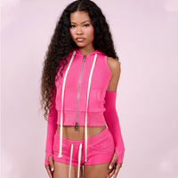 Ensemble short et veste sans manches zippée décontractée pour femme, style Y2K, avec logo personnalisé, idéal pour l'été et l'entraînement – Réplique de marque