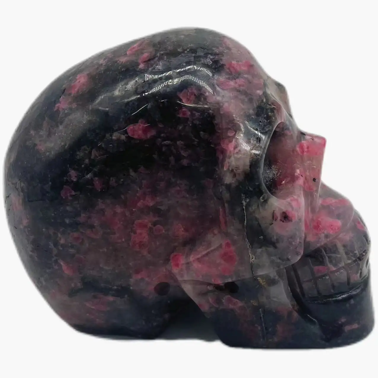 Natural Mineral Semi Precious Stone Hand Carved Realistic rhodoniter Crystal Skulls For Decoration.