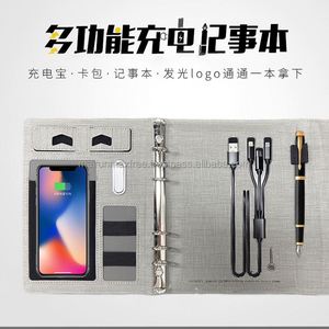 Nouveau carnet de planification A5 à feuilles mobiles avec couverture en cuir et logo LED coloré 2023, avec charge sans fil et batterie externe professionnelle 8000 mAh - Product Image 6