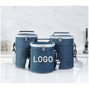 Round <b>Insulated</b> <b>Lunch</b> Bag Thick Aluminum Foil Lined Bento <b>Box</b> for Hot Cold Food Storage Portable Promotion Gift Lightweight - Product Image 1