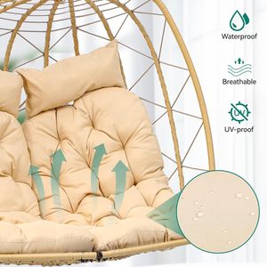 Silla Colgante Doble Danlong con Estructura Metálica, Cojín Impermeable, Diseño Moderno, Construcción Resistente, Asiento para 2 Personas, para Exteriores - Product Image 4
