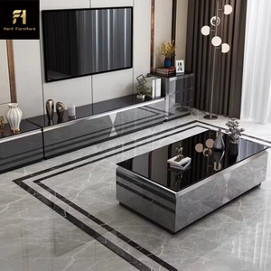 Luxury Metal <strong>Glass</strong> Wood Center <strong>Coffee</strong> <strong>Tables</strong> With Drawer Modern Extendable Storable Wall TV Stand Cabinet Unit Set - Product Image 6