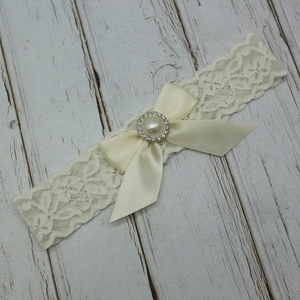 Jarretières simples en dentelle <span class=keywords><strong>ivoire</strong></span> Bon <span class=keywords><strong>porte</strong></span>-jarretelles de mariage élastique - Product Image 1