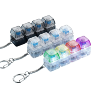 Custom Logo Illuminated 4-Key Mechanical Switch Keycap Fidget Toy PBT ABS Acrylic Plastic Stress Relief Keyboard Keychain Gift