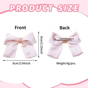 Pinza de Pelo con Lazo de Tela Blanco y Rosa para Niñas, con Perlas y Diamantes de Imitación, Estilo Dulce Princesa - Product Image 4