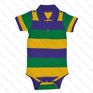 Vestiti Mardi Gras body collo <span class=keywords><strong>Polo</strong></span> <span class=keywords><strong>per</strong></span> neonati viola verde oro cotone a righe tutine <span class=keywords><strong>per</strong></span> bambino - Product Image 1