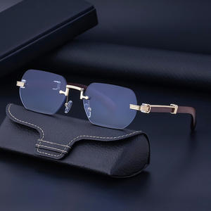 Lunettes de soleil carrées sans monture personnalisées pour hommes, verres PC UV400, style Instagram noir, pare-soleil de conduite, classe 2, fabriquées à Taizhou - Product Image 3