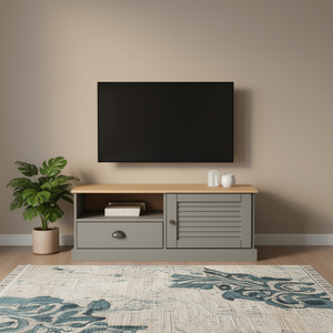 Mobile TV in legno massello di pino grigio 41,7x15,7x15,7 pollici con spazio per TV da 50-54 pollici - Product Image 2