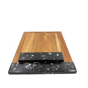Planche à découper carrée en bois d'acacia et marbre 35,5x28x1,5cm avec ensemble de couteaux à fromage pour la cuisine - Product Image 2