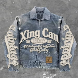 Chándal de Mezclilla Estilo Urbano Vintage para Hombre, 100% Algodón, Personalizado con Bordado/Efecto Desgastado y Otros Diseños Artesanales - Product Image 4