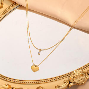 Nuevo diseño de doble capa de acero inoxidable corazón colgante collar mujeres Ddp logística moda amor gargantilla Halskette joyería accesorio - Product Image 5