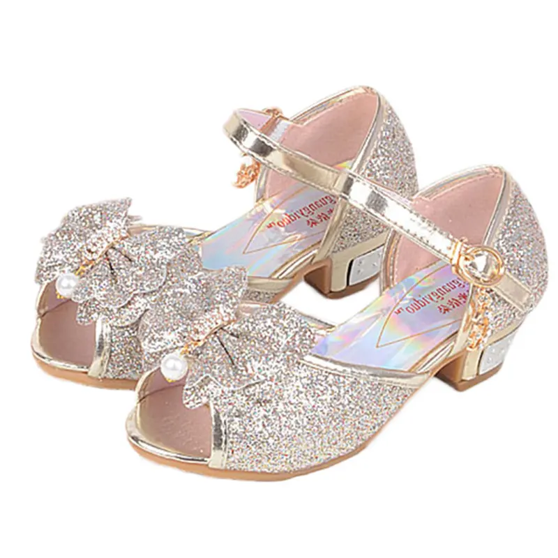 Fashion children princess sandals Cinderella crystal shoes Children high heels girls sandals