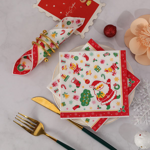 Christmas Cartoon Printed Paper Napkins 250mm X 250mm For Party And Banquet Use - Product Image 4