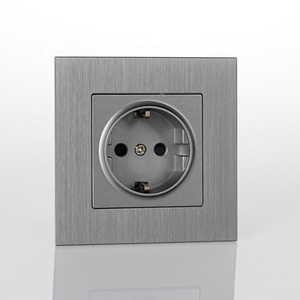Grigiastro in alluminio spazzolato presa di corrente a parete serie <span class=keywords><strong>S</strong></span> presa elettrica incassata presa tedesco presa 16A 220-250V - Product Image 6