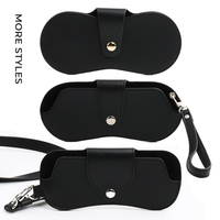 Étui portable en PU pour lunettes de soleil, personnalisable avec logo, boîte souple pour lunettes, rangement de voyage, support à lunettes avec fermeture à pression et passepoil