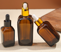 Flacons carrés en verre couleur thé pour échantillons d'huiles essentielles et cosmétiques, compatibles avec les diffuseurs à bâtonnets, impression par transfert thermique, multiples