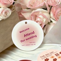 Carte suspendue en papier d'art pour cadeau de mariage ou de fiançailles, sachet d'emballage pour bonbons, boîte de bénédiction, impression de logo personnalisable