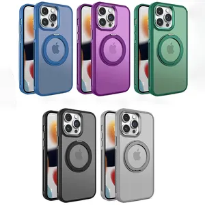 360 Rotatable Metal Stand Skin Touch Texture Magnetic Functional Phonecase