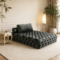 Canapé-lit de luxe en velours capitonné à boutons, sans accoudoirs, chaise longue capitonnée, canapé de sol pour salon et chambre à coucher