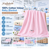 Couverture pour bébé en velours 100% coton 43,3x43,3 pouces, couvertures pour bébé douces et épaisses pour nouveau-nés, literie chaude pour bébé, vente en gros OEM ODM