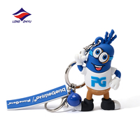 Longzhiyu 20 jaar duurzame sleutelhangerfabrikant, op maat gemaakte zachte PVC sleutelhanger, 3D schattige dieren sleutelhanger, rubberen sleutelhanger